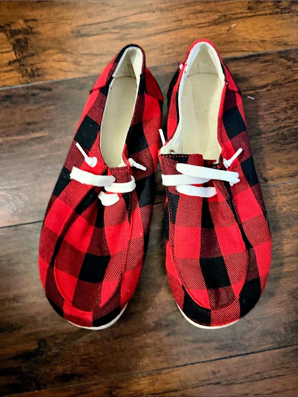 Generic Hey Dude Wendy Buffalo Plaid Sneakers Red & Black